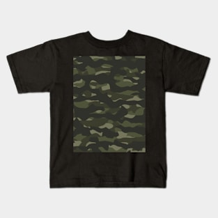 Cool Dark Green Camouflage Pattern Kids T-Shirt